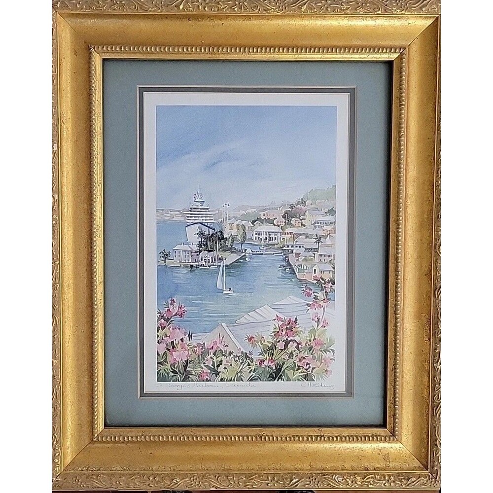 Carole Holding Signed Matted framed Vintage Print St George’s Bermuda Watercolor
